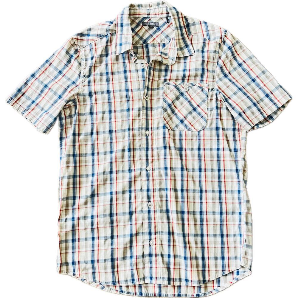 Toad&Co Men's Airscape Short Sleeve Shirt Small Plaid Button Pocket Organic